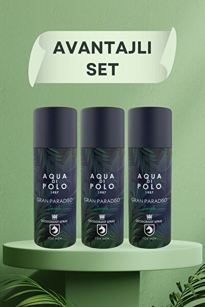 Aqua Di Polo 1987 Gran Paradiso Jungle Parfümlü Erkek Deodorant Seti 150 ml 3...