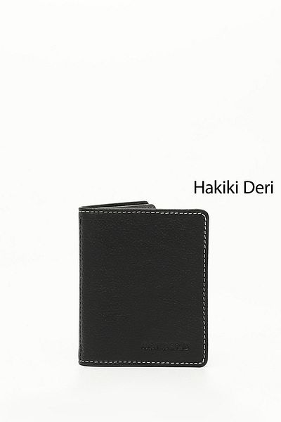 GÖNDERİ(R) BLACK ANTHRACITE Genuine Leather Unisex Card Holder 06499