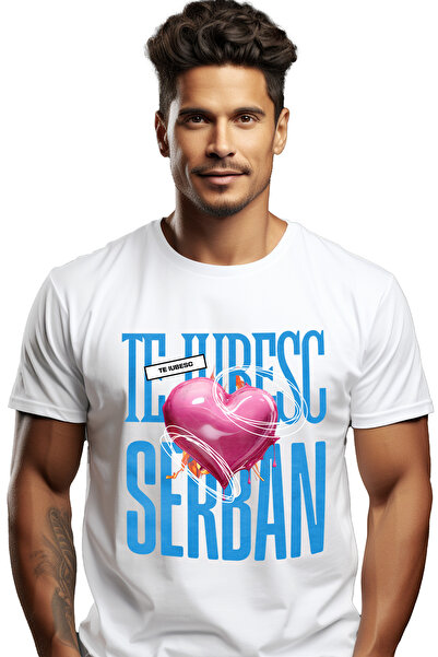 StoryGift Romania Tricou bărbătesc Te iubesc Șerban, Dragoste, Inimă, Dragost...