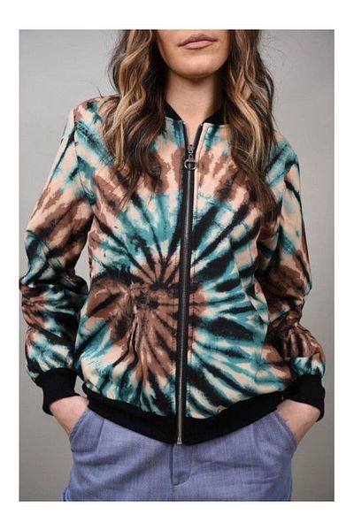 FASHIONLAND Geaca Aviator Cu Imprimeu Tie Dye Multicolora Ernica S-m Turcoaz