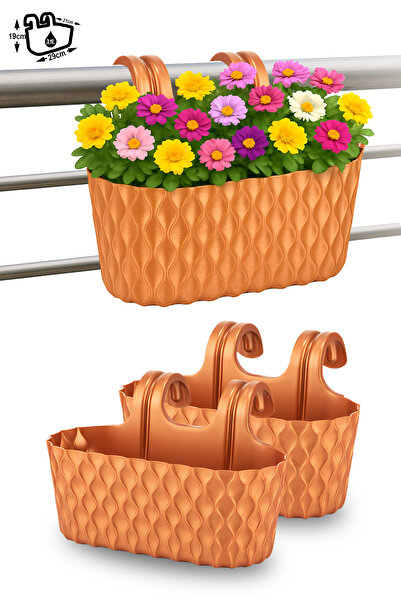 ToXA 2 Adet 3 Litre Vera Askılı Balkon Saksısı Denge Aparatlı Plastik Saksı