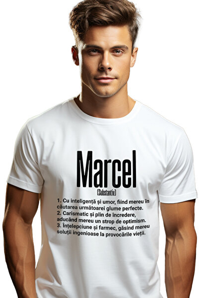 StoryGift Romania Tricou bărbătesc cu numele Marcel, Inteligență, Umor, Caris...