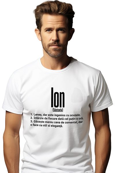 StoryGift Romania Men's T-shirt With the Name Ion, Funny, Lazy, Hilarious, Personalized, Gift with STG print