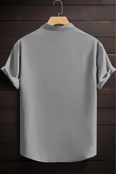 Oksit Laend Slim Fit Flexible Lycra Short Sleeve Court Collar Men's Shirt