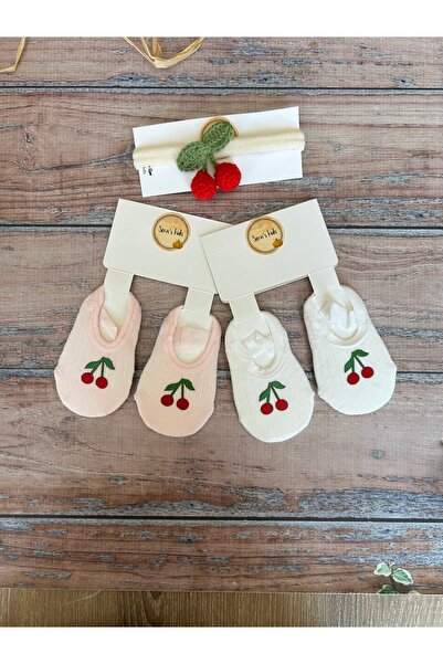 seraskids Bambu Kız Bebek Babet Çorap ve Saç Bandı Seti (0-6 Ay)