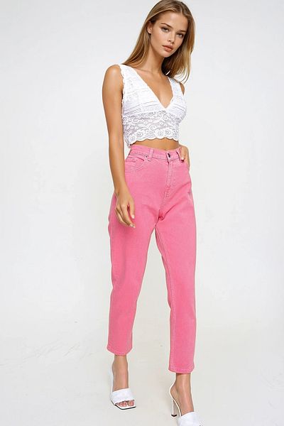 VAGGON Women's Pink High Waist Jean Vgn-X6255