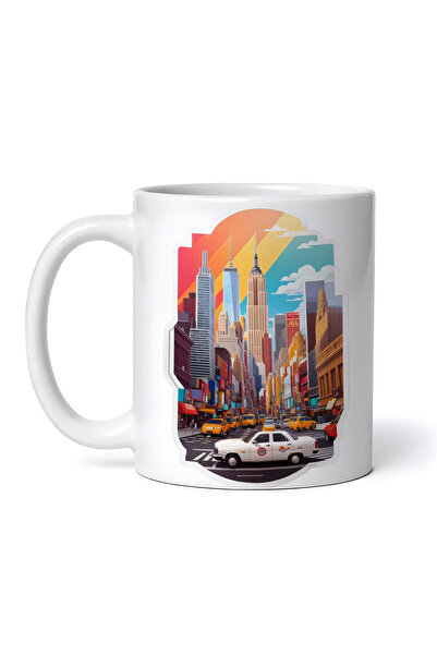 OEM Εξατομικευμένη Λευκή Κούπα, New York City Wallstreet Taxi, Inovatix®. 330ml