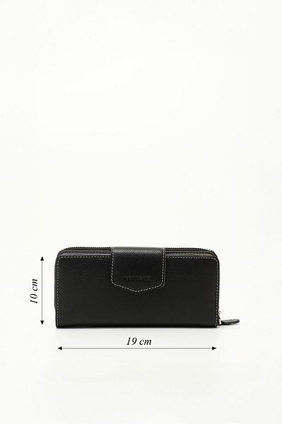GÖNDERİ(R) Women's Black to Anthracite Horizontal Genuine Leather Wallet
