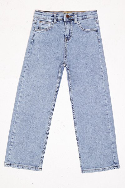 Lexsina Light Blue Girl's Jeans Lycra Loose Jean Trousers Adjustable Elastic Waist Buttoned Lx311A
