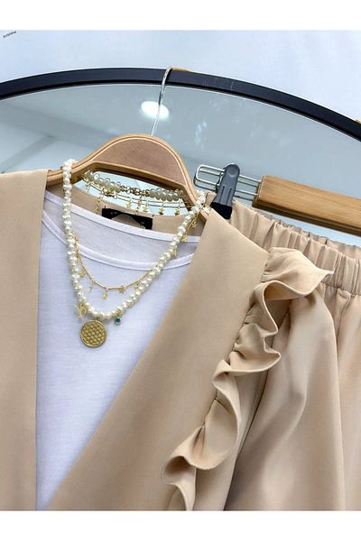 VOLT CLOTHİNG Kadın Nilüfer Fırfırlı Klasik İkili Takım