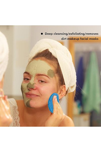Muggio Large Size 2 Pack Facial Cleansing Sponge Natural with Peeling Effect