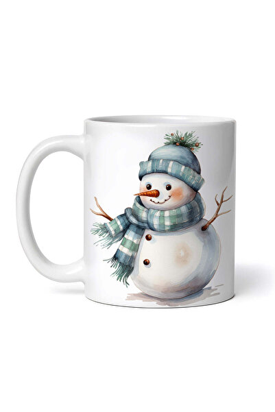 OEM Cană albă personalizată, Om de zăpadă cu pălărie verde, Inovatix®. 330 ml