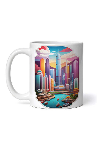 OEM Εξατομικευμένη Λευκή Κούπα, Πόλη του Χονγκ Κονγκ, Inovatix®. 330 ml