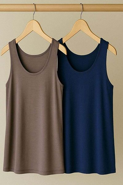 COTENCONCEPT Μπλουζάκι 2 τεμαχίων A-Line Plus Size Βαμβακερό χοντρό λουράκι