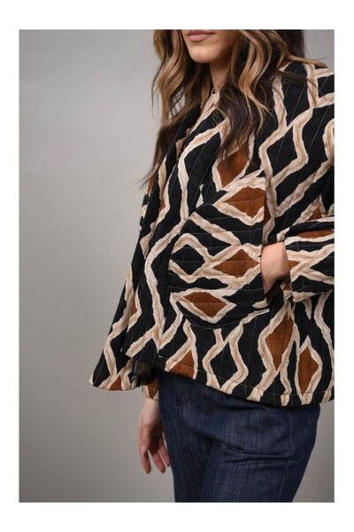 FASHIONLAND SYNERGY THIN QUILTED JACKET WITHOUT BUTTONS ONE SIZE Brown