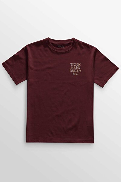 Kretas Unisex bordo crvena T-shirt Radi naporno, sanjaj velike snove, sportsk...