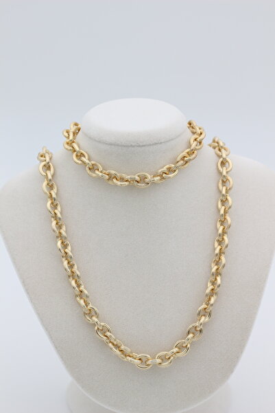 XUPING JEWELRY Xuping Jeweley / Stil Incisi 14 Ayar Altın Kaplama Sırma Model Kolye Takım