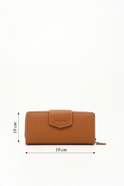 GÖNDERİ(R) Women's Tan Mink Horizontal Genuine Leather Wallet