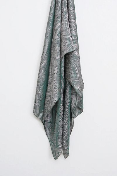 Mooncorn Liva Pattern Shine Line Shawl Emerald-Pink