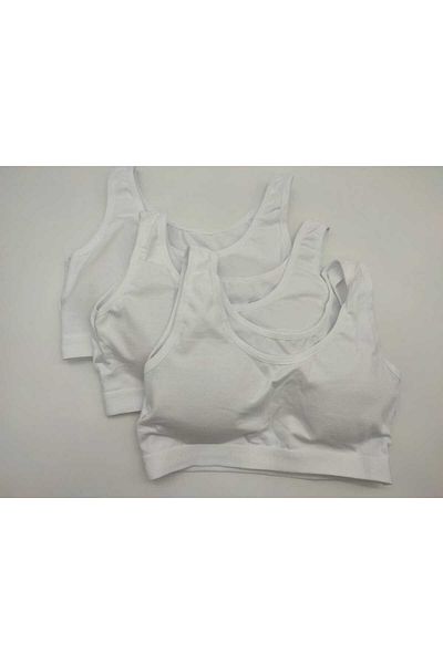 BEYAZTOPTAN 100% Cotton Girl's 3-Pack Training Wide Strap Bra