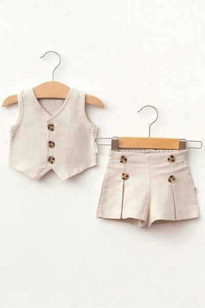 Babymod Linen Vest Shorts Stylish Baby Girl Set