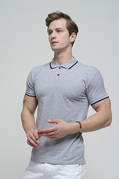 Oksit Чоловіча футболка-поло з лайкри Colton Slim Fit з комірцем з ухилом