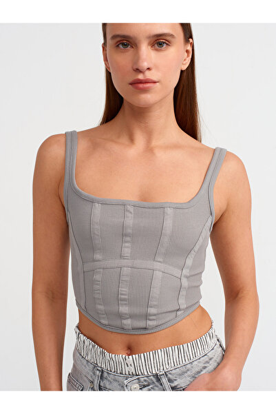 Dilvin 3793 Model Gray Corset Top