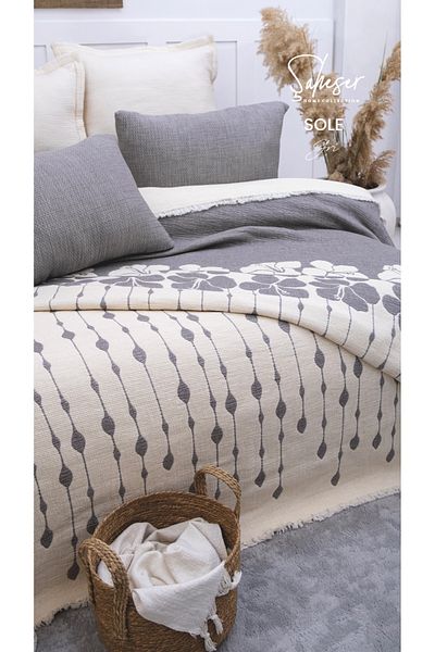 KÜBRAHOME'S Genius Sole Bedspread Set Anthracite