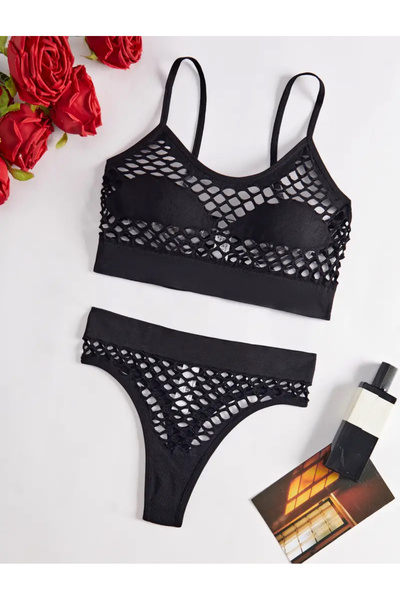 CN Σετ γυναικείων ρούχων με διχτυωτό λεπτομέρεια