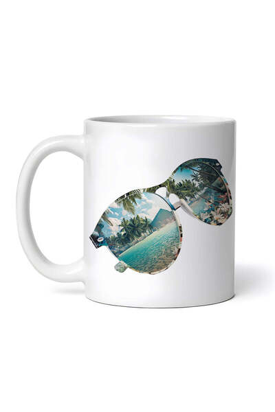 OEM Cană albă personalizată, ochelari de soare cu peisaj exotic, Inovatix®. 3...