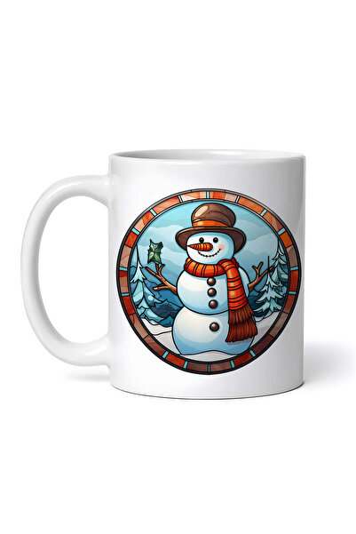 OEM Cană albă personalizată, Om de zăpadă la fereastră, Inovatix®. 330 ml