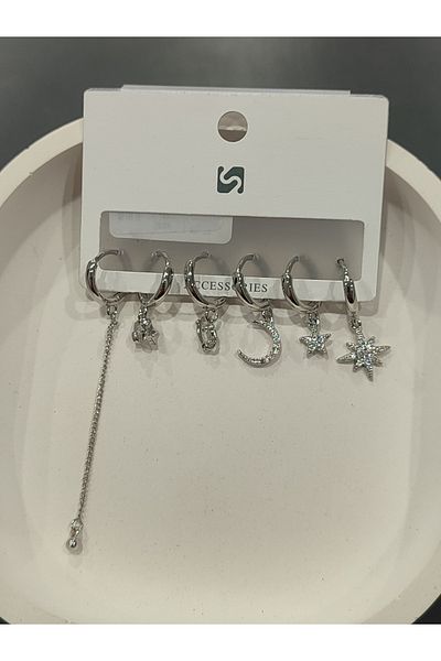 Bijutek Bijouterie Silver Cz - Pearls - Heart & Butterfly Pattern Dangle Multi Metal Women Earrings Jewelry 2