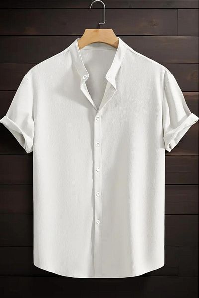 Oksit Laend Slim Fit Flexible Lycra Short Sleeve Court Collar Men's Shirt