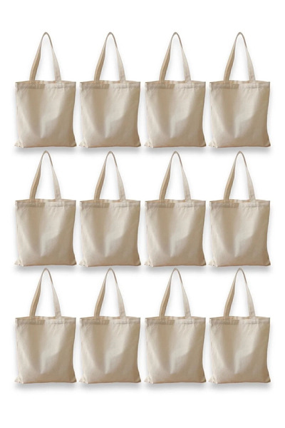 APRENDİ Baskısız Ham Bez Çanta 35x40cm – 12’li Ekonomik Paket | %100 Pamuk Om...