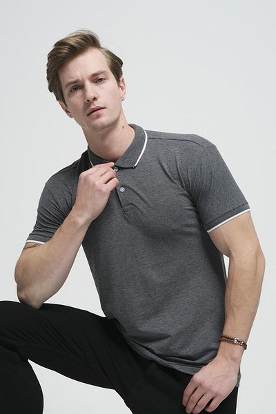 Oksit Colton Collar Lycra Slim Fit Ανδρικό μπλουζάκι polo γιακά