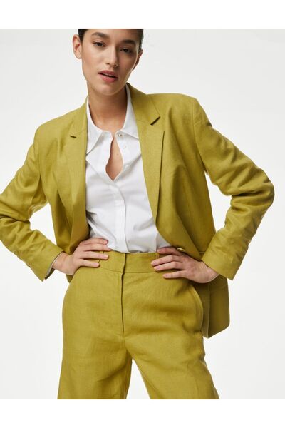 Marks & Spencer Yüksek Bel Wide Leg Saf Keten Pantolon