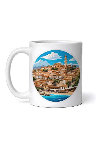 OEM Cană albă personalizată, Antalya City Litoral, Inovatix®. 330ml