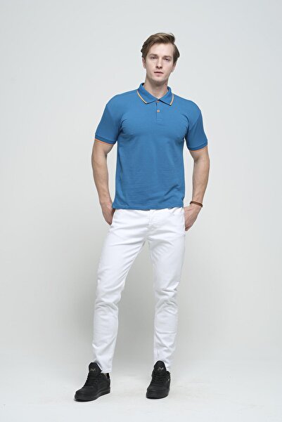 Oksit Чоловіча футболка-поло з лайкри Colton Slim Fit з комірцем з ухилом