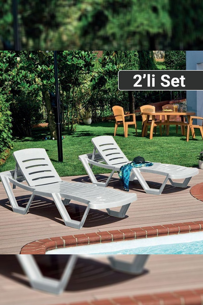 Alezy Miami Plaj Şezlongu Plastik 2 Adet Şezlong