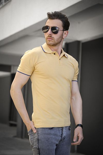 Oksit Colton Collar Lycra Slim Fit Ανδρικό μπλουζάκι polo γιακά