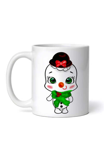 OEM Cană albă personalizată, Om de zăpadă cu eșarfă, Inovatix®. 330 ml