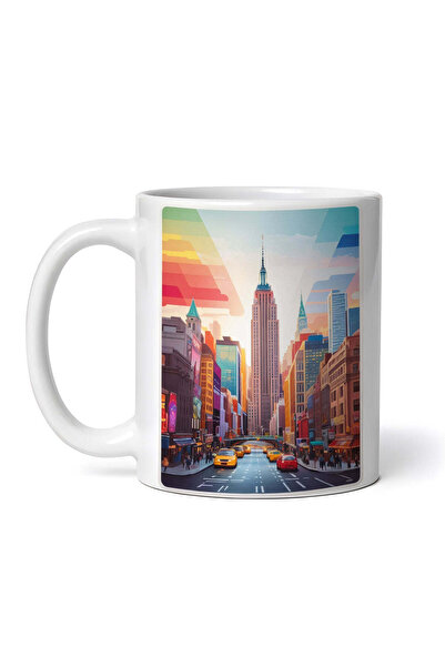 OEM Cană albă personalizată, New York City Empire State Building, Inovatix®. 330 ml