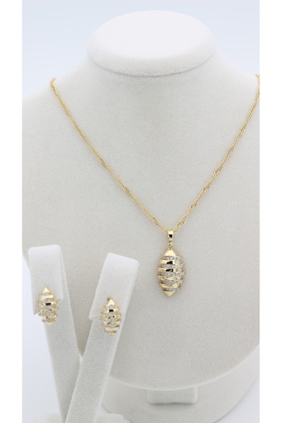 XUPING JEWELRY Stil Incisi/ 14 Ayar Altın Kaplama Çizgi Model Kolye Takım