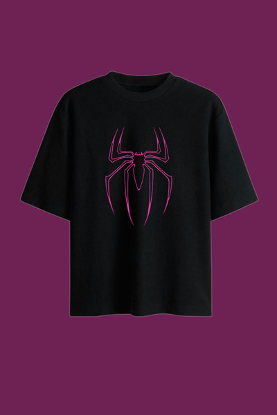 Dupe Design تي شيرت كبير الحجم مطبوع عليه شبكة العنكبوت