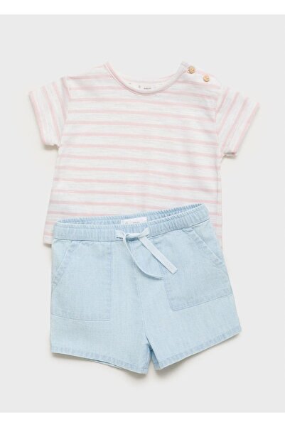 MANGO Baby Jean görünümlü pamuklu şort
