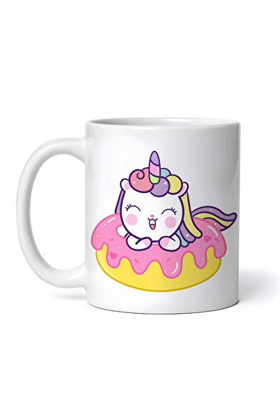 OEM Cană albă personalizată, pisică unicorn pe gogoașă, INOVATIX®. 330ml