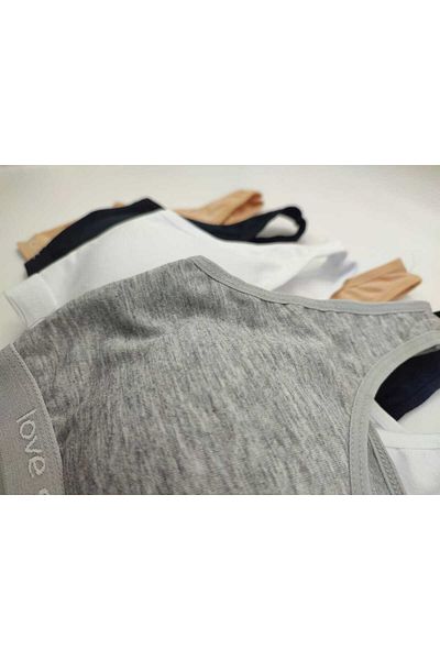 BEYAZTOPTAN 100% Cotton Girl's 4-Pack Assorted Training Wide Strap Bra