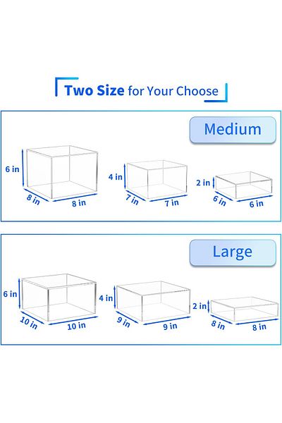 Generic 6 قطع من حاملات الأكريليك لعرض طاولات الحلويات المكعبة مع قاع مجوف 8 × 9 × 10 (شفاف)