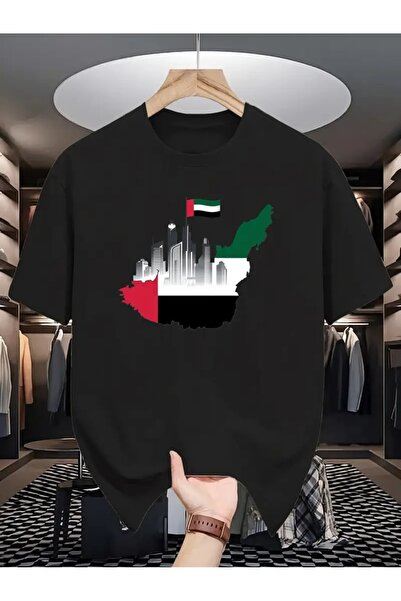 LAND MODA Tricou grafic cu steagul Emiratei Arabe Unite pentru bărbați - Ocaz...