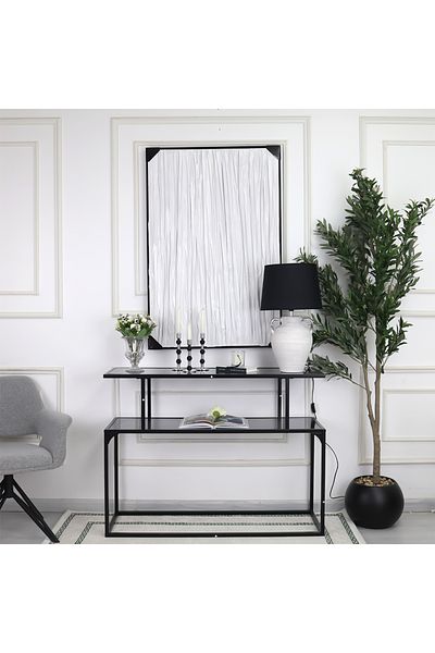 private house Elegant and modern two-story glass entrance - black - 120x40x90cm